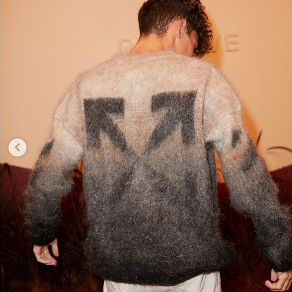 Authenticc Off white Diag Arrow Knit Mohair Blend sweater